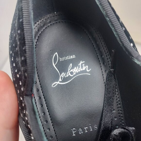 Christian Louboutin MENS Black Greggyrocks Sparkle Velvet Oxford Shoe main image 11